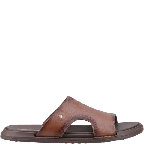 Hush Puppies Callum Brown Mens Leather Slip On Slide Sandals