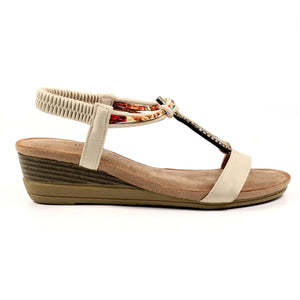 Lunar JLH441BG Genoa Beige Womens Beaded Sandals