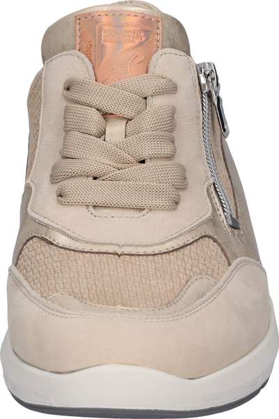 Waldlaufer 831004 500 698 M-Tonia Ausi Fume Master Gio Perl Lightgold Sand Womens M Fitting Zip Up Lace Up H Fitting Leather Trainers
