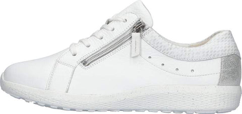 Waldlaufer 634002 317 663 K-Ira Hirsch Doti Bufa Weiss Silber Wome K Fitting Zip Up Lace Up H Fitting Trainers