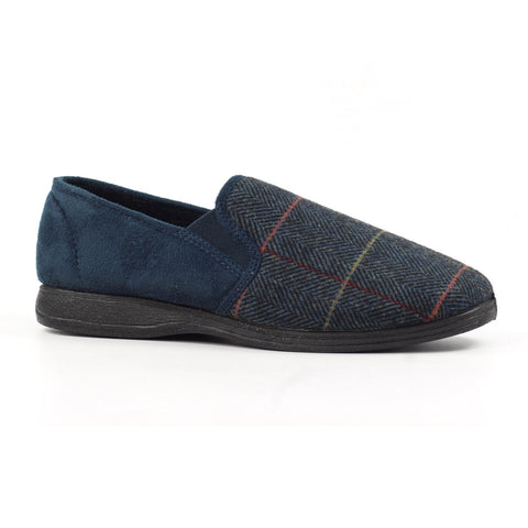 Lazy Dogz Harrison II Navy Mens Comfort Memory Foam Slippers