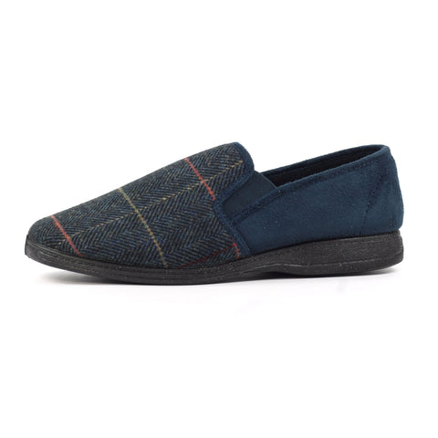 Lazy Dogz Harrison II Navy Mens Comfort Memory Foam Slippers