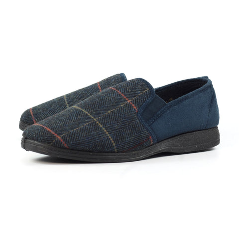 Lazy Dogz Harrison II Navy Mens Comfort Memory Foam Slippers