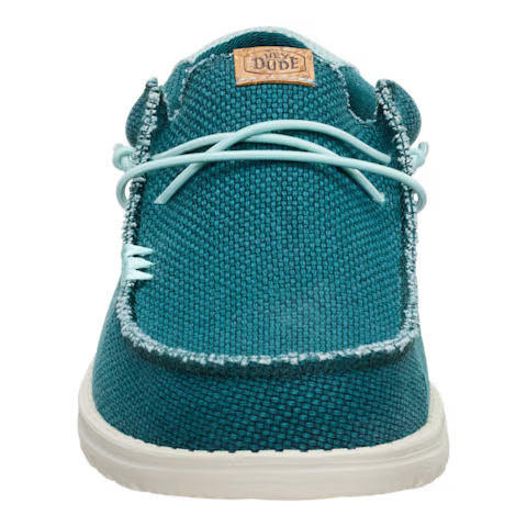 Hey Dude Mens Wally Braided Deep Green/Harbor Grey Textile Slip On Shoes