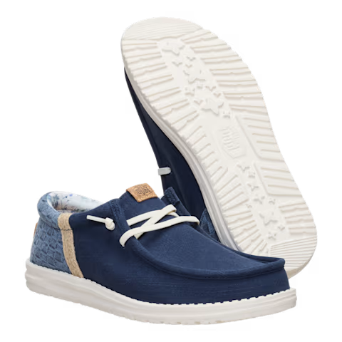Hey Dude Wally Funk Summer Stitch Navy Blazer Multi Men's Slip On Canvas Shoes