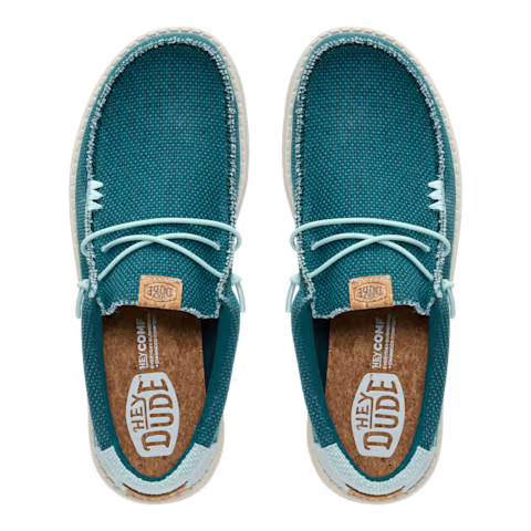 Hey Dude Mens Wally Braided Deep Green/Harbor Grey Textile Slip On Shoes