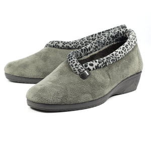 Lunar KLA005 Paloma Grey Spotty Trim Womens Comfort Slip On Slippers