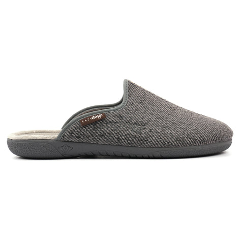 Lazy Dogz Paul Grey Mens Comfort Faux Fur Lined Mule Slippers