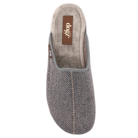 Lazy Dogz Paul Grey Mens Comfort Faux Fur Lined Mule Slippers