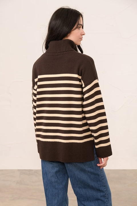 Lighthouse Womens Luisa Cocoa Cream Stripe Jumper
