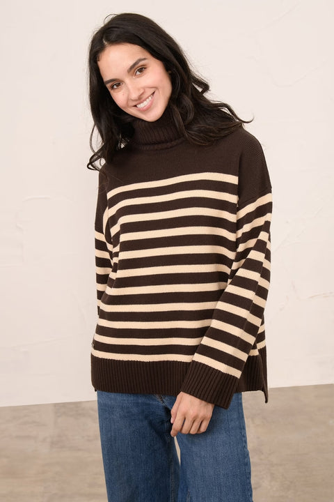 Lighthouse Womens Luisa Cocoa Cream Stripe Jumper