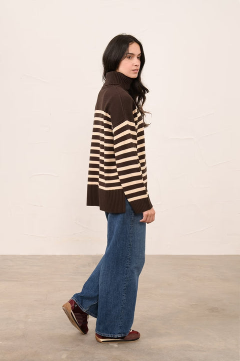 Lighthouse Womens Luisa Cocoa Cream Stripe Jumper