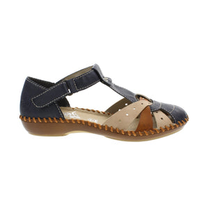 Rieker M1655-14 Navy/Beige Womens Closed Toe Touch Fastening Sandals