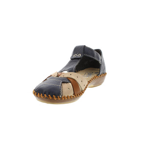 Rieker M1655-14 Navy/Beige Womens Closed Toe Touch Fastening Sandals
