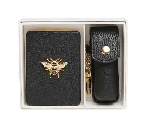 Alice Wheeler Black Oblong Compact Mirror & Lipstick Holder Gift Set