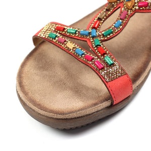 Lunar JLH331kk Mariella Orange Womens Beaded Sandals