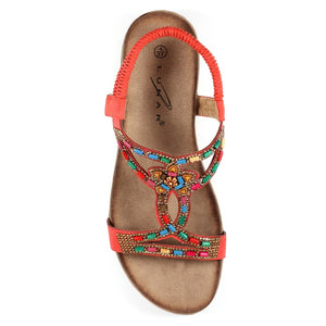 Lunar JLH331kk Mariella Orange Womens Beaded Sandals