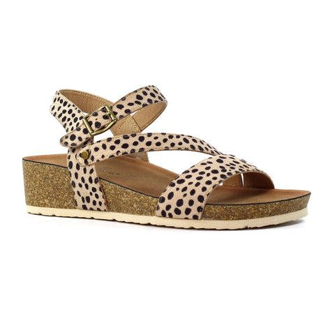 Lunar JLH529 Muster Ocelot Womens Comfortable Summer Low Wedge Slingback Sandals