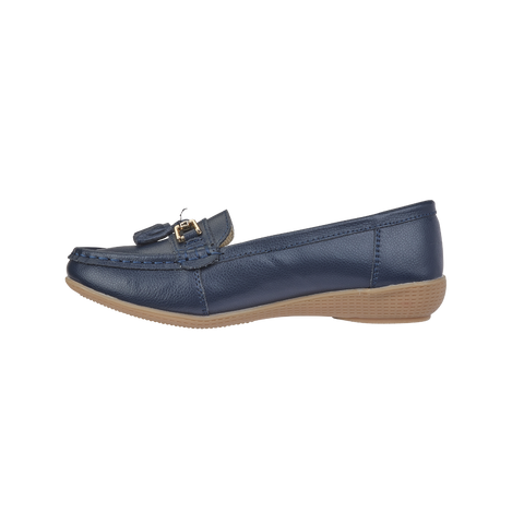 Jo & Joe Nautical Royal Blue Women's Slip On Leather Loafers Moccasins Casual Shoes
