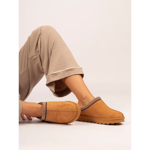 Lunar KLZ003 Nepal Tan Womens Comfort Slip On Mule Slippers