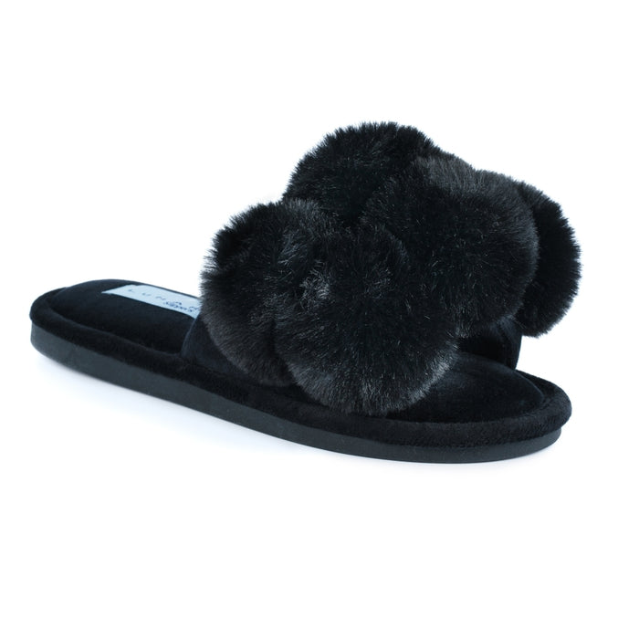 Lunar KLB031 Octavia II Black Womens Comfort Slider Slippers