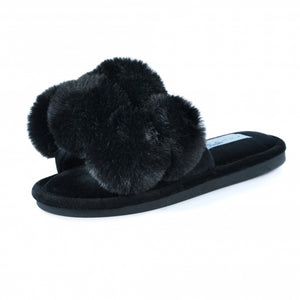 Lunar KLB031 Octavia II Black Womens Comfort Slider Slippers