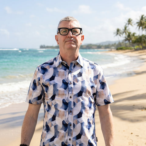 Mish Mash 2293 Halo Navy and Stone Mens Short Sleeve Shirt