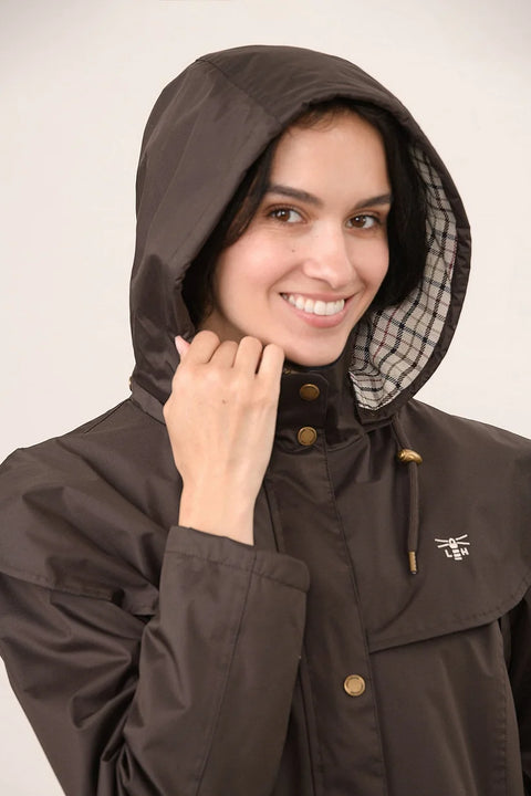 Lighthouse Womens Outrider 3/4 Length Chocolate Waterproof Raincoat