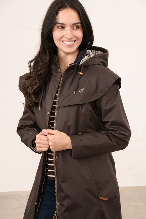 Lighthouse Womens Outrider 3/4 Length Chocolate Waterproof Raincoat