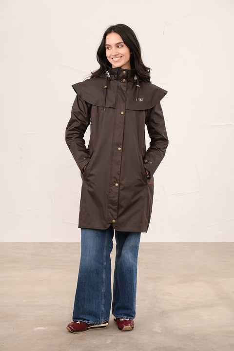 Lighthouse Womens Outrider 3/4 Length Chocolate Waterproof Raincoat