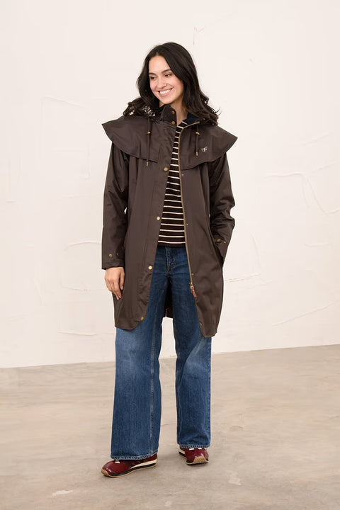 Lighthouse Womens Outrider 3/4 Length Chocolate Waterproof Raincoat