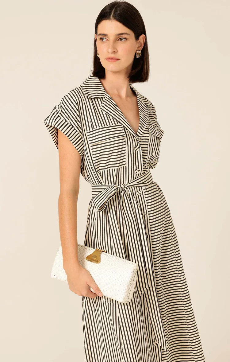 Brave & True Portia Dress White With Black Stripe