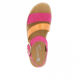 Remonte D0Q55-31 Fuchsia Orange Womens Touch Fastening Platform Sandals