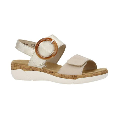 Remonte R6853-61 Beige Womens Touch Fastening with Buckle Detail Sandals
