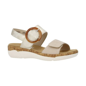 Remonte R6853-61 Beige Womens Touch Fastening with Buckle Detail Sandals