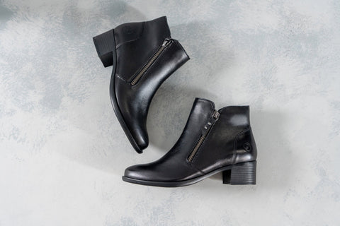 Remonte R5190-00 Black Womens Leather Fleece Lining Comfort Heeled Ankle Boots