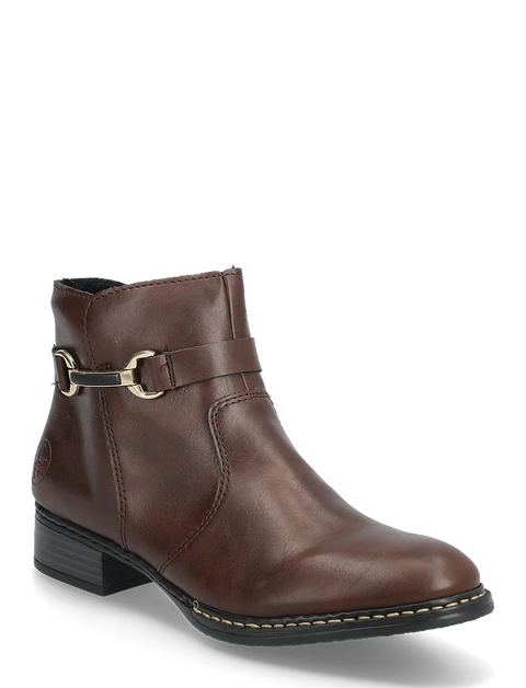 Rieker 73487-25 Brown Womens Casual Comfort Zip Up Leather Ankle Boots