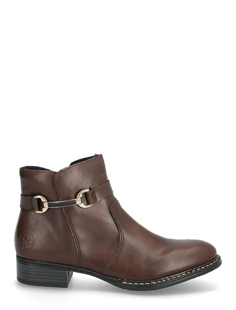 Rieker 73487-25 Brown Womens Casual Comfort Zip Up Leather Ankle Boots