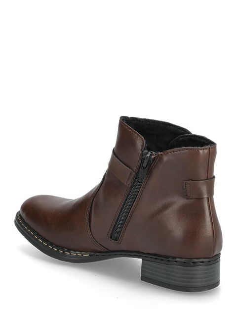 Rieker 73487-25 Brown Womens Casual Comfort Zip Up Leather Ankle Boots