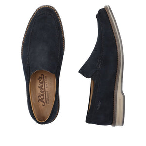 Rieker 12551-14 Blue Mens Casual Comfort Suede Slip On Shoes