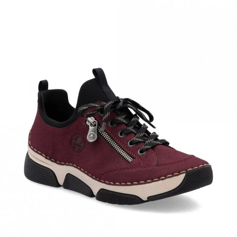 Rieker 45973-36 Bordeaux Womens Casual Comfort Lace Up Trainers