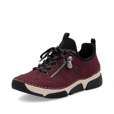 Rieker 45973-36 Bordeaux Womens Casual Comfort Lace Up Trainers