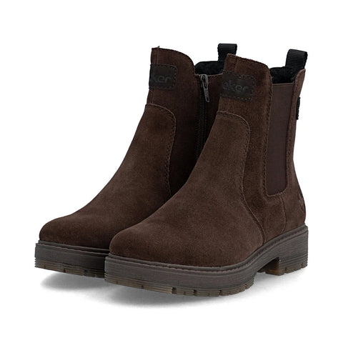 Rieker 75860-250 Black Womens Water Resistant Warm Lining Casual Comfort Zip Up Ankle Boots