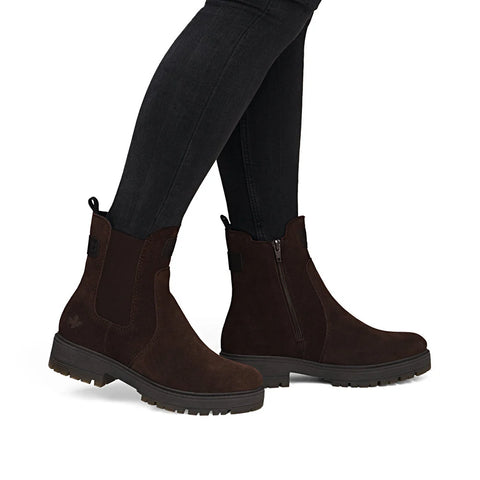 Rieker 75860-250 Black Womens Water Resistant Warm Lining Casual Comfort Zip Up Ankle Boots