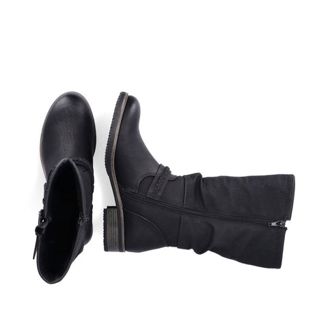 Rieker 98860-00 Black Womens Casual Comfort Zip Up Calf Boots