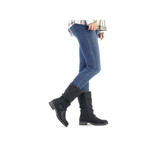 Rieker 98860-00 Black Womens Casual Comfort Zip Up Calf Boots