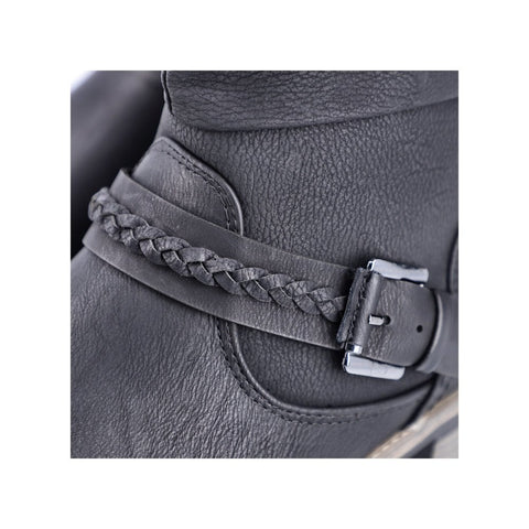 Rieker 98860-00 Black Womens Casual Comfort Zip Up Calf Boots