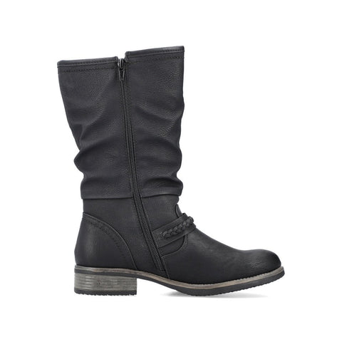 Rieker 98860-00 Black Womens Casual Comfort Zip Up Calf Boots