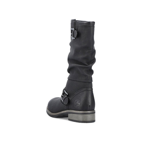 Rieker 98860-00 Black Womens Casual Comfort Zip Up Calf Boots