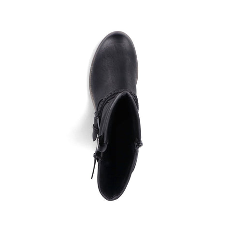 Rieker 98860-00 Black Womens Casual Comfort Zip Up Calf Boots